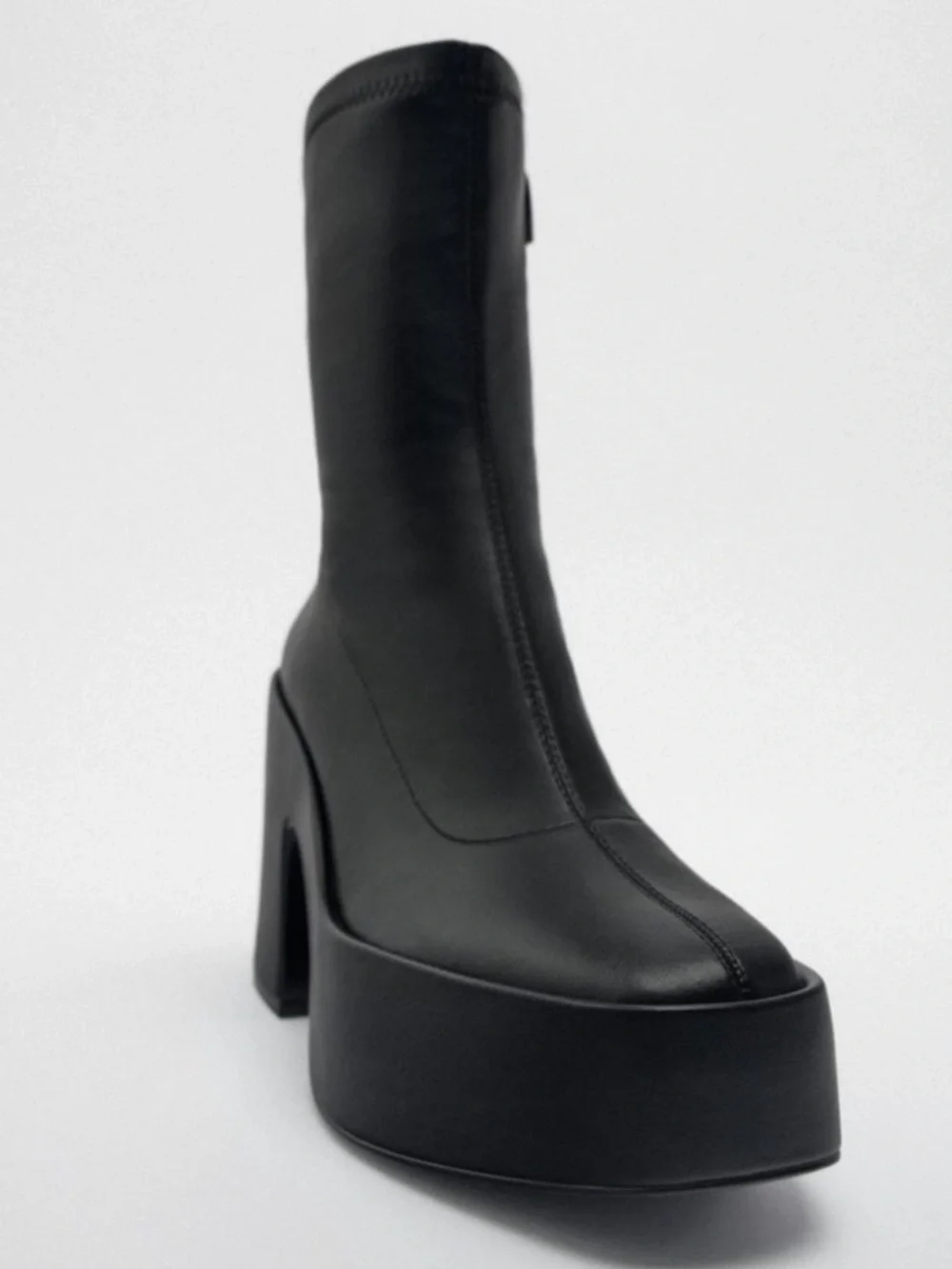 Zara Black Chunky Platform Ankle Boots NWT